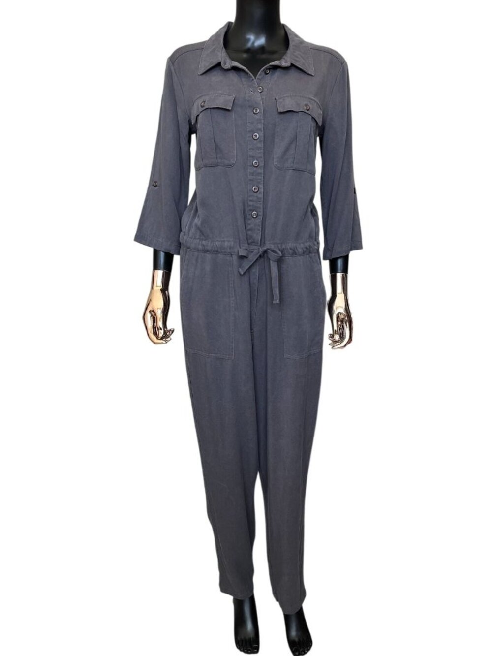 Sundance All Roads Graphite Gray Utility Jumpsuit Lyocell Blend M NWOT - Picture 2 of 9